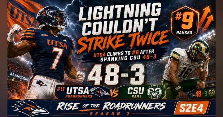 image for Lightning Couldn’t Strike Twice: UTSA Climbs to #9 After Spanking CSU 48-3
