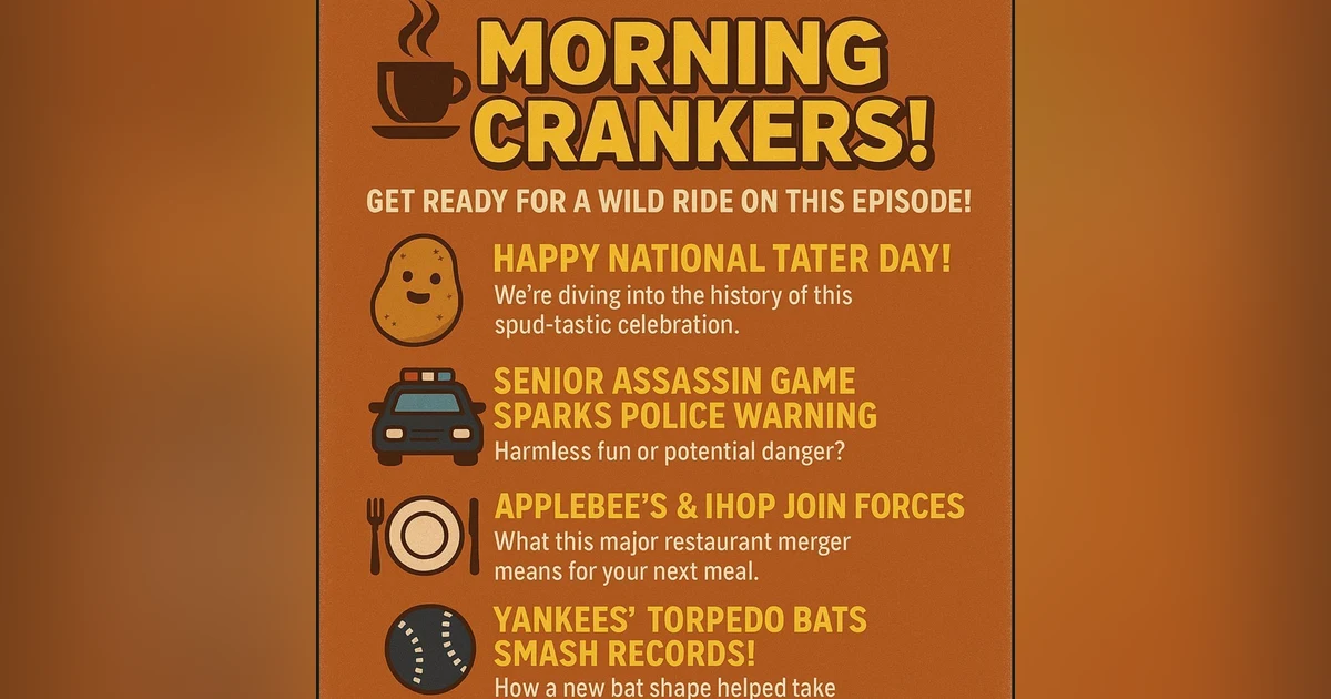 Morning Crankers – March 31, 2025: Tater Day, Senior Assassin Scare, Applebee’s & IHOP Merge, Yankees’ Torpedo Bats, & France vs. U.S. on DE