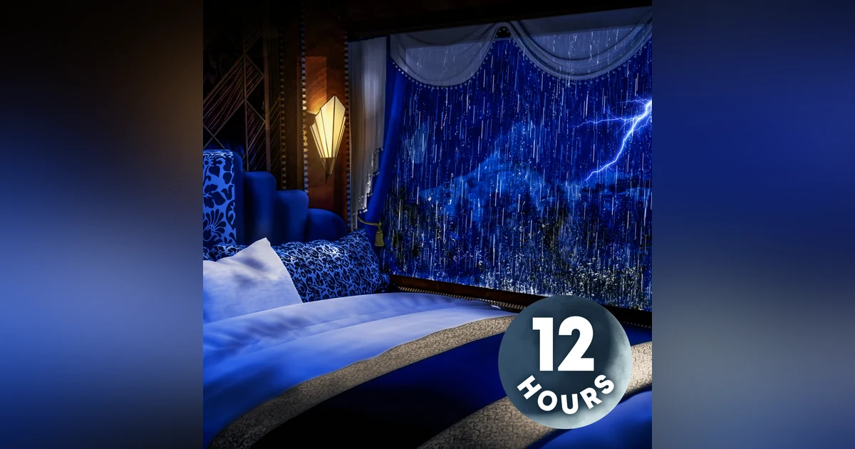 12 Hour Train Sounds for Sleeping in a Real Thunderstorm