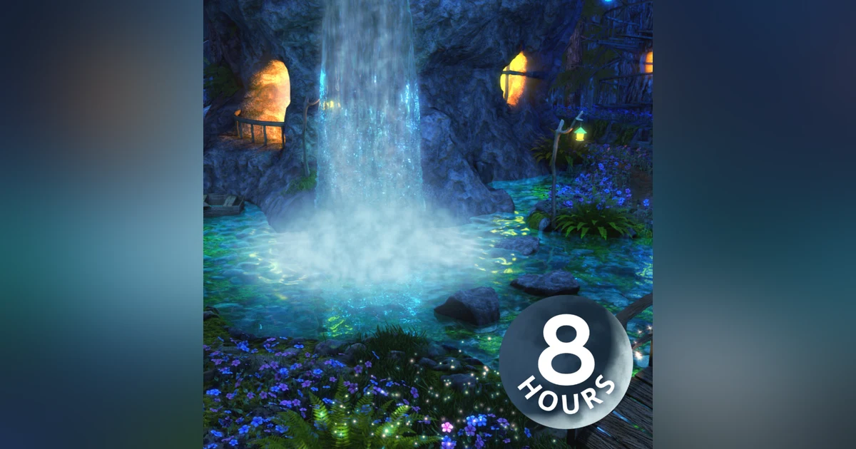 Waterfall in Fairy Tale Forest | Mystical Water Ambience for Sleep 8 Hours