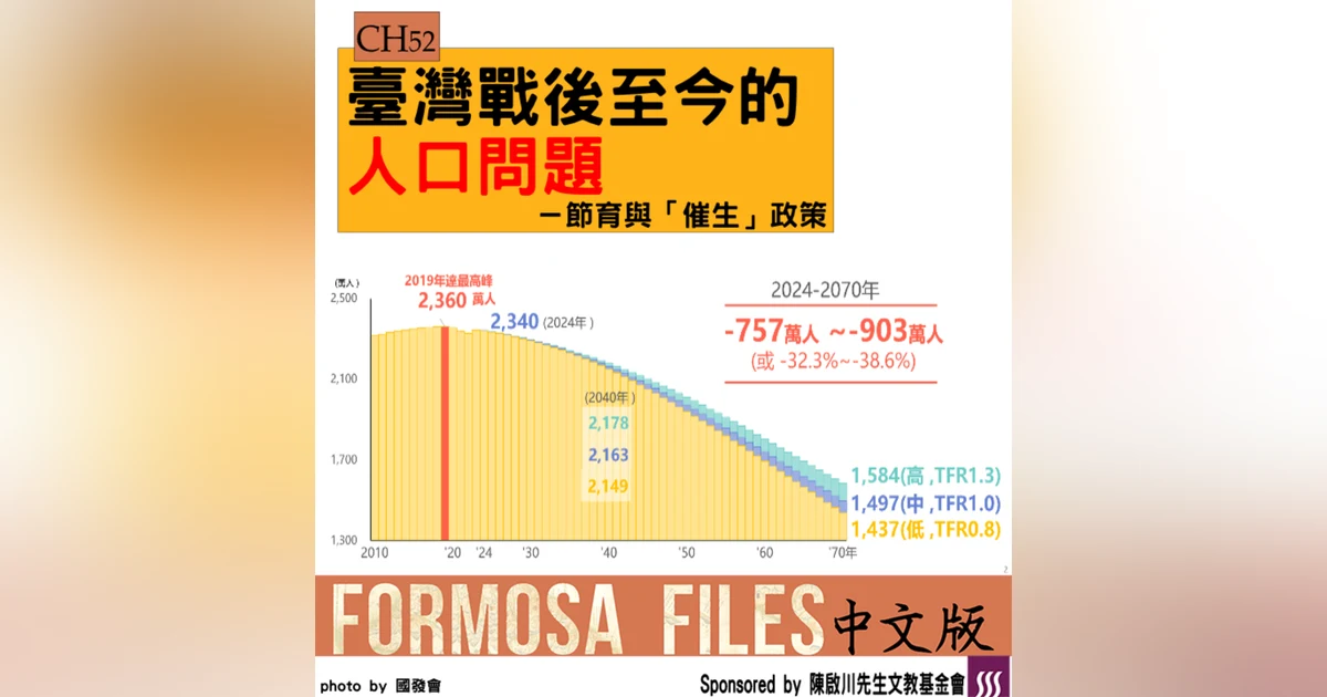 FORMOSA FILES 中文版 CH52-臺灣戰後至今的人口問題—節育與「催生」政策