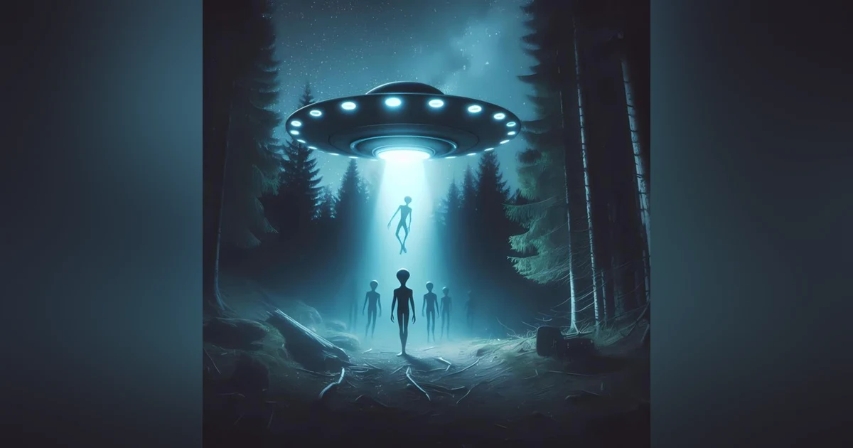 Little Men and Flying Creatures Emerge From Landed UFO