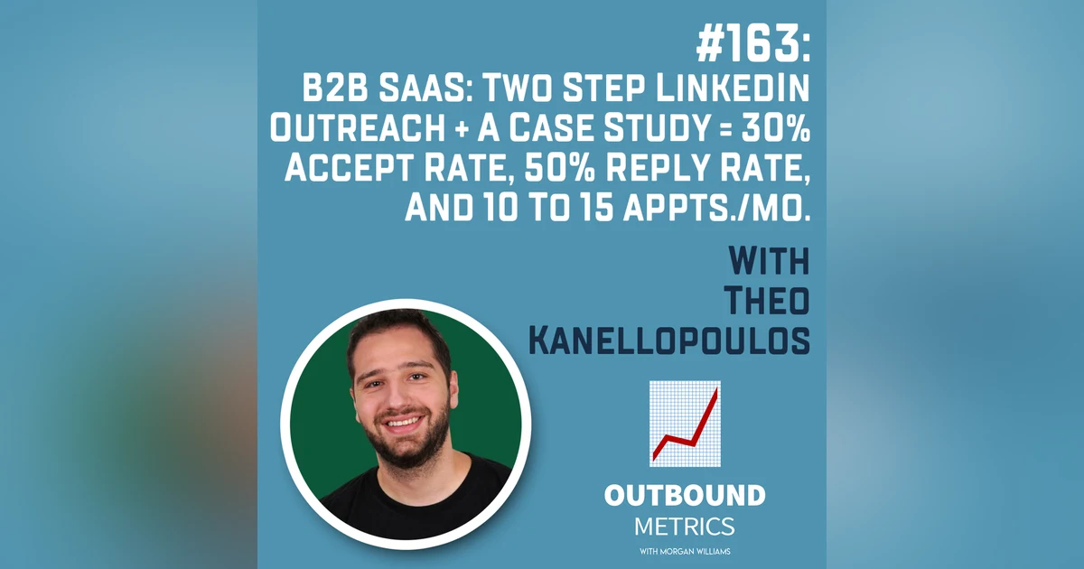 #163: B2B SaaS: Two Step LinkedIn Outreach + a Case Study = 30% accept rate, 50% reply rate, and 10 to 15 appts./mo. (Theo Kanellopoulos)