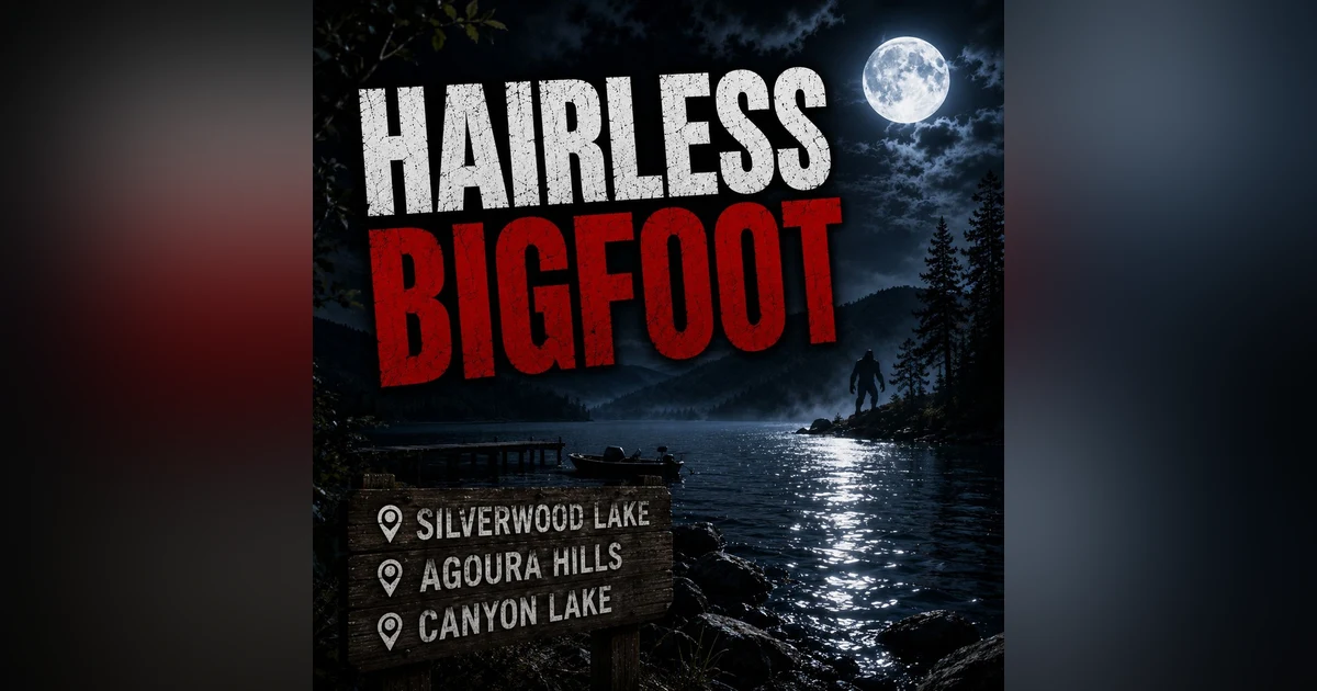 HAIRLESS BIGFOOT STUNS WITNESS AT SILVERWOOD LAKE, CALIFORNIA