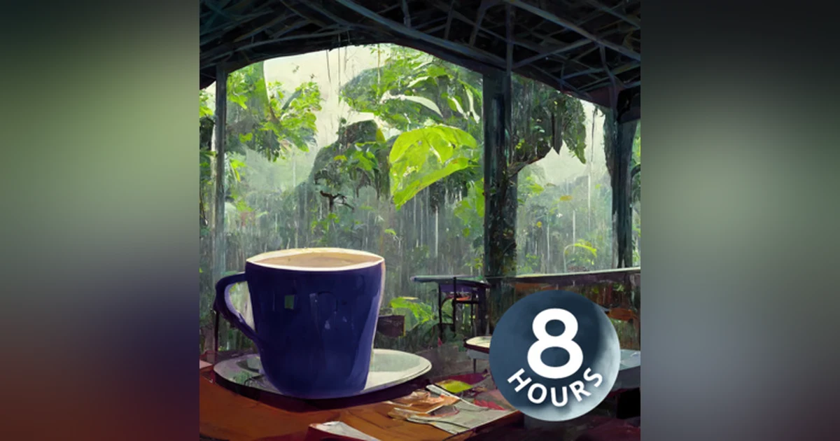 Coffee Shop in Rainforest Ambience | Relaxing Rain Sounds on Tin Roof 8 Hours