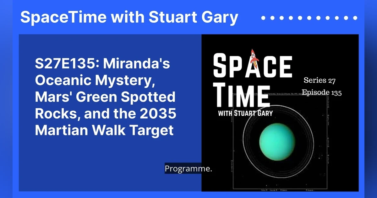 S27E135: Miranda’s Oceanic Mystery, Mars’ Green Spotted Rocks, and the 2035 Martian Walk Target