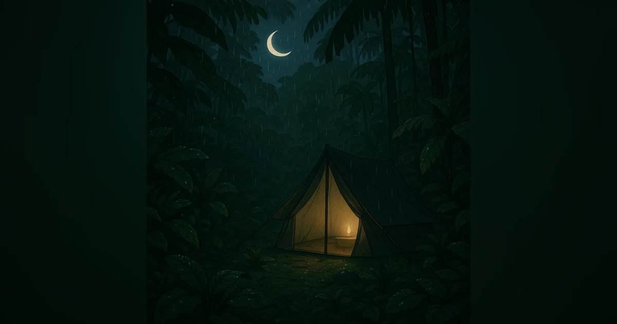Tropical Rainforest Ambience 🏕️🌙 nature sounds for sleep , rain on leaves & cozy