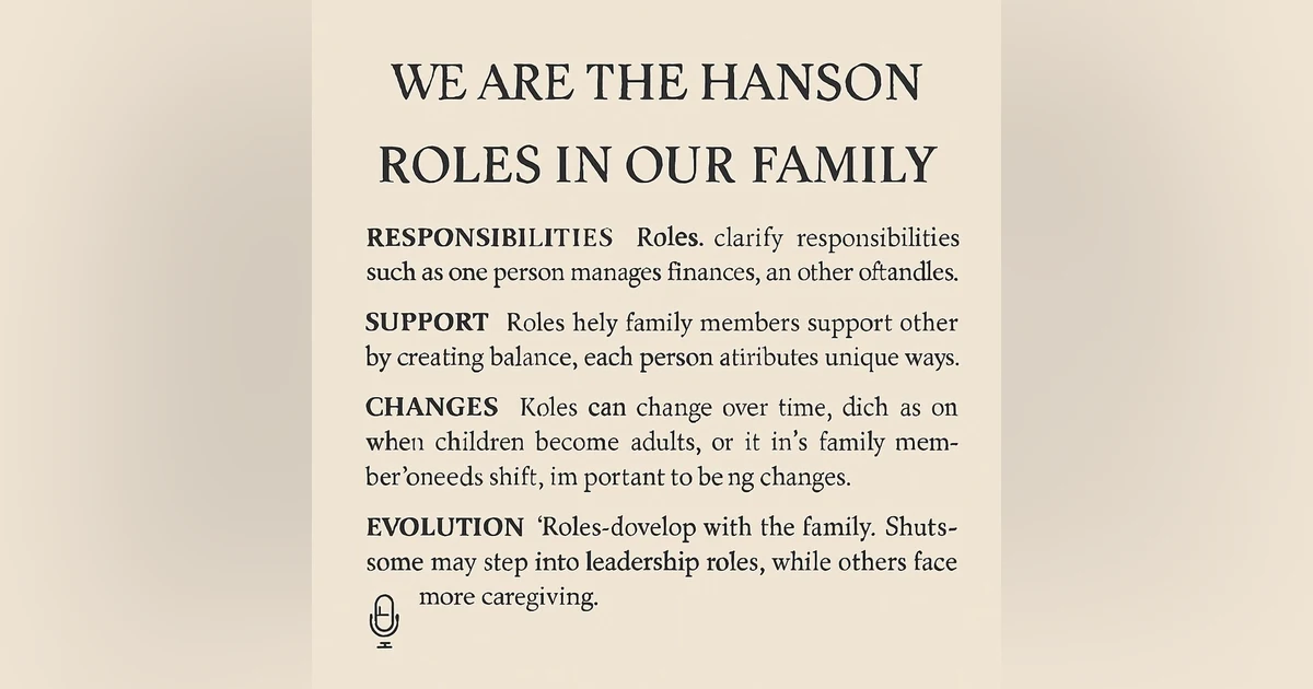 We Are The Hansons: Roles in Our Family