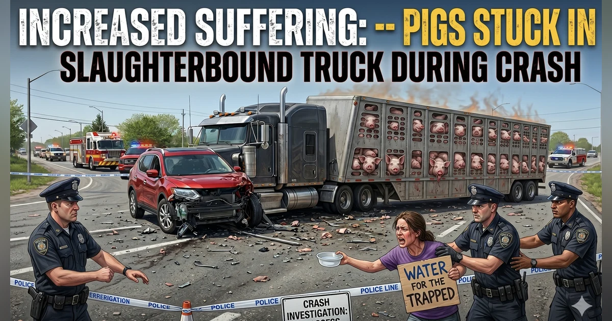 Truck Carrying Pigs Crashes on Way to Slaughterhouse
