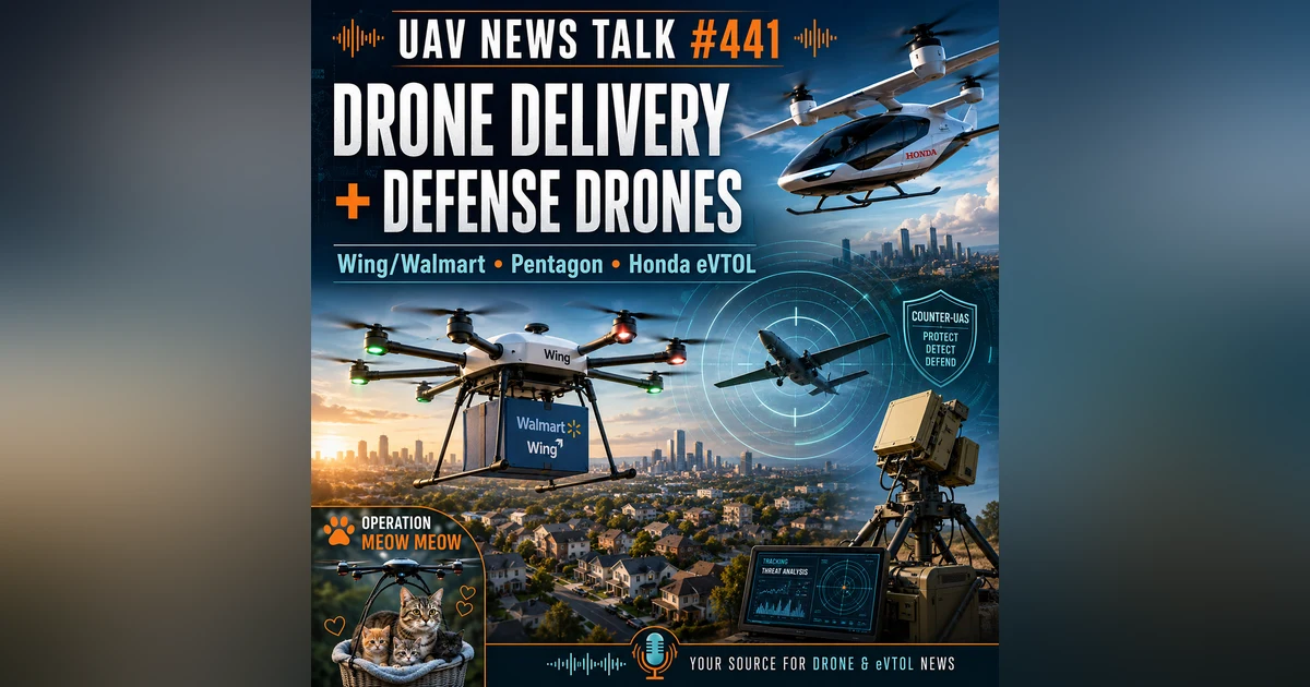 Drone Delivery Expands, Pentagon’s Drone Arsenal & Honda eVTOL – UAV News Talk 441