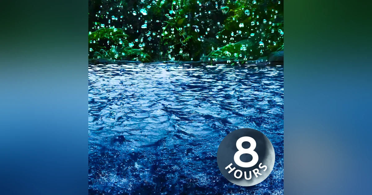 Heavy Rain White Noise on Tropical Pond | 8 Hour Water & Rain Sounds for Sleeping