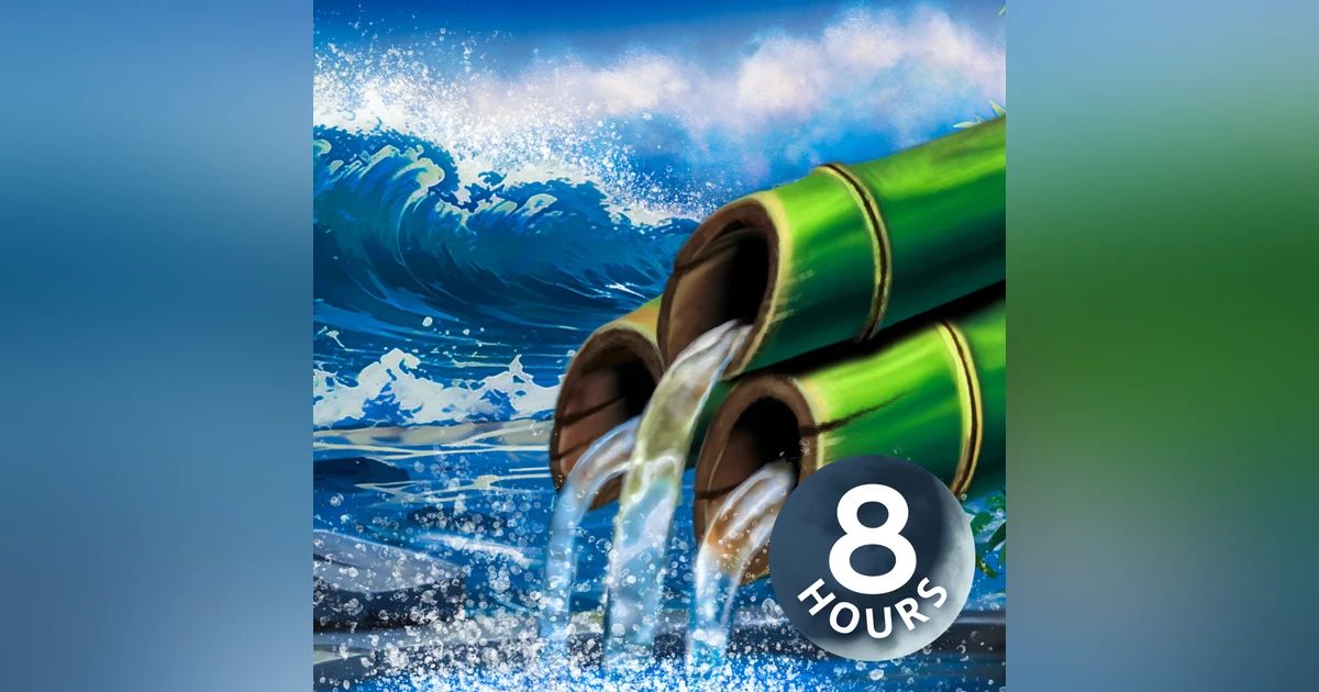 Bamboo Water Fountain and Ocean Waves | Relax With This Calm Ambience