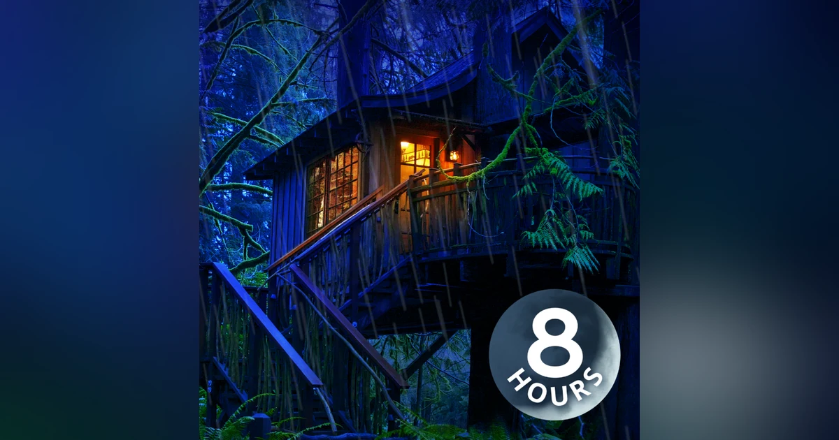 Rainy Night in Enchanted Treehouse | Sleep to Forest Rain Sounds 8-Hour White Noise