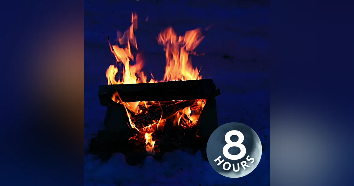 Crackling Campfire White Noise on a Snowy Winter Night 8 Hours