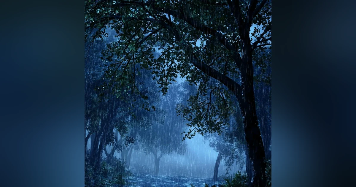 Rain Sounds for Sleeping - Sound of Heavy Rainstorm & Thunder in the Misty Forest At Night