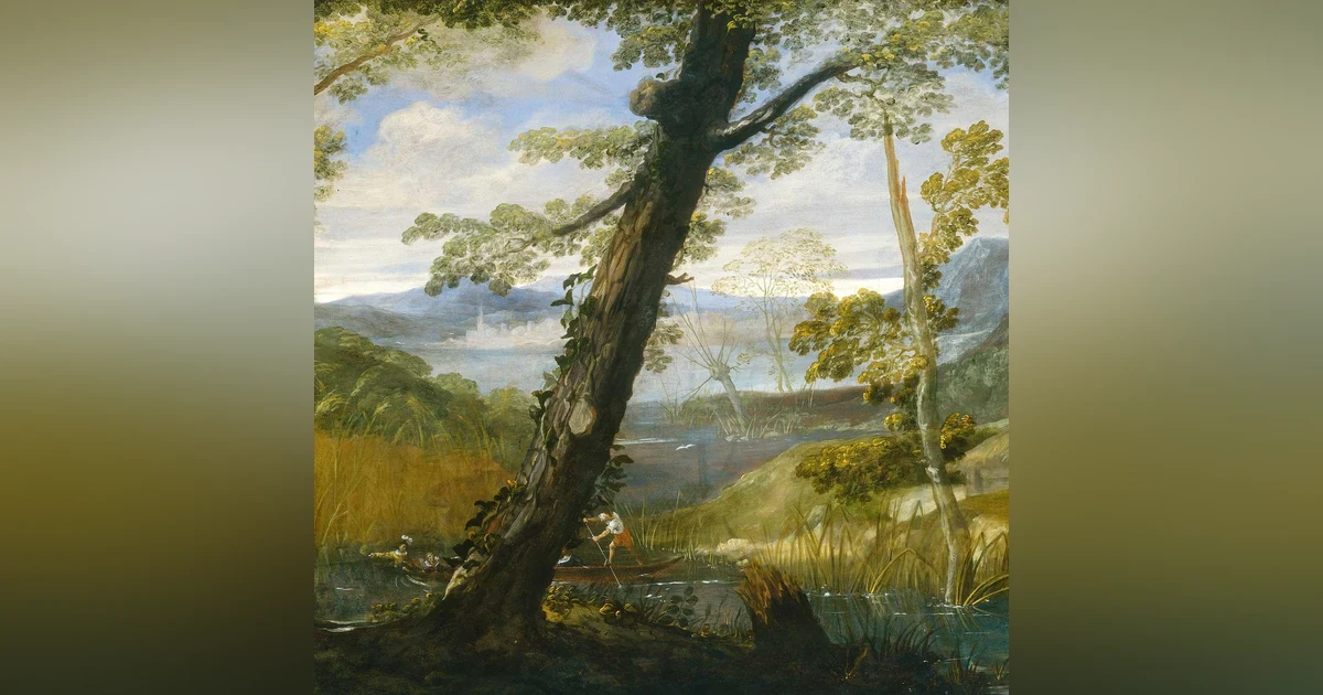 River Landscape by Annibale Carracci
