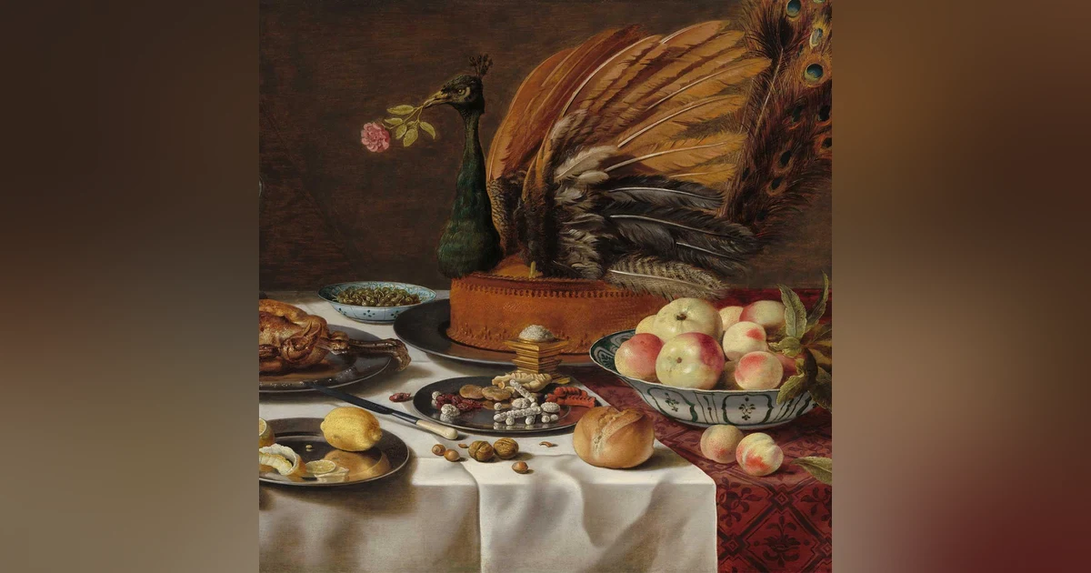 Still Life with Peacock Pie by Pieter Claesz