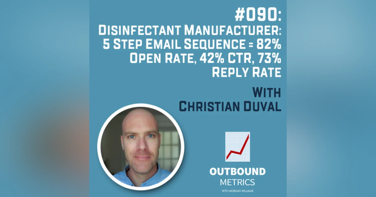 #090: Disinfectant Manufacturer: 5 Step Email Sequence = 82% open rate, 42% CTR, 73% reply rate (Christian Duval)