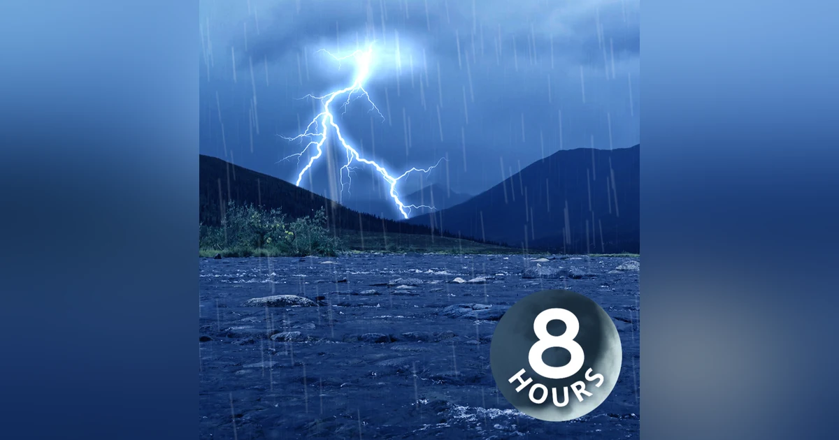 Thunderstorm Ambience with Rushing River | 8 Hours Rain, Thunder & Water Sounds for Sleep