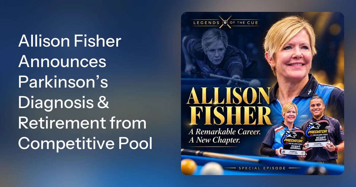 Photo: legendsofthecue.com Cue Sports Legend Allison Fisher Retires Due to Parkinson's Diagnosis