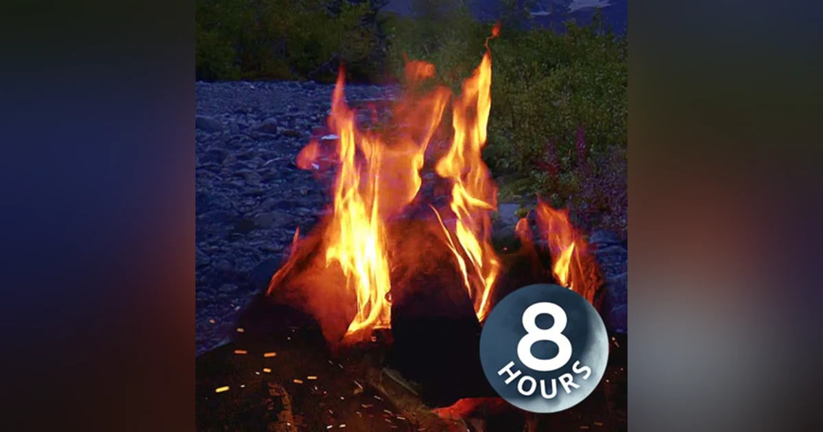 Let's go camping! Sleep to Water Sounds White Noise + Crackling Campfire 8 Hours