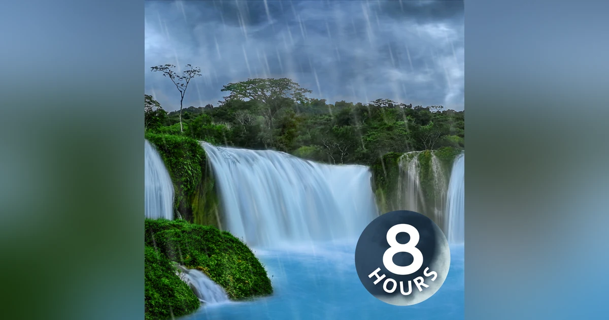 Heavy Rain & Powerful Waterfall Sounds | 8 Hour White Noise for Sleeping