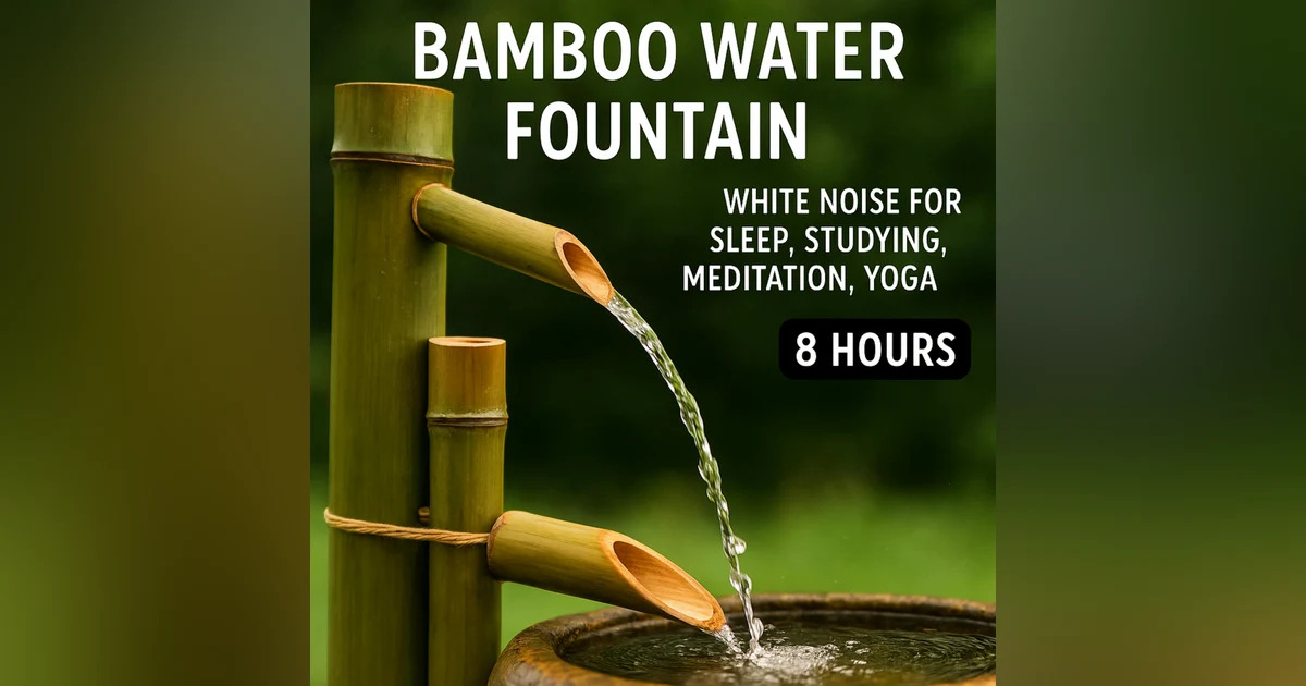 Bamboo Water Fountain | White Noise for Sleep, Studying, Meditation, Yoga | 8 Hours