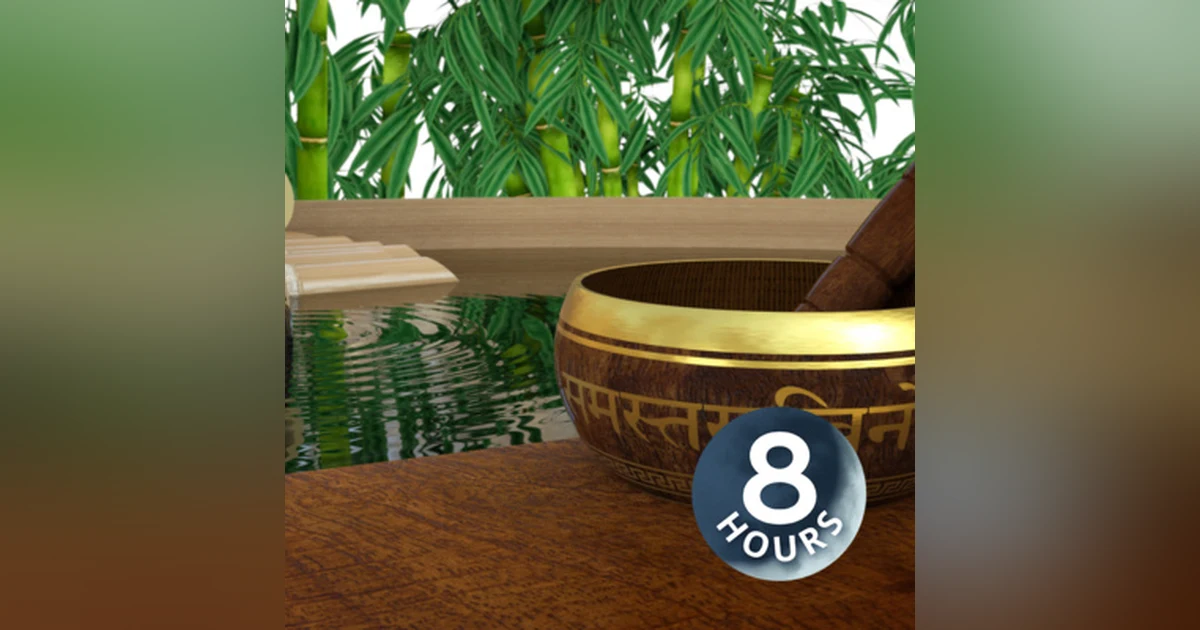 Tibetan Singing Bowls + Bamboo Water Fountain 8 Hours | White Noise with Relaxing Sleep Music