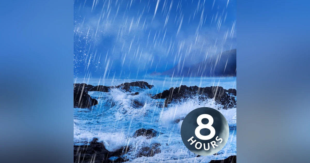 Heavy Rain & Large Crashing Waves | 8 Hour Nature White Noise for Sleeping