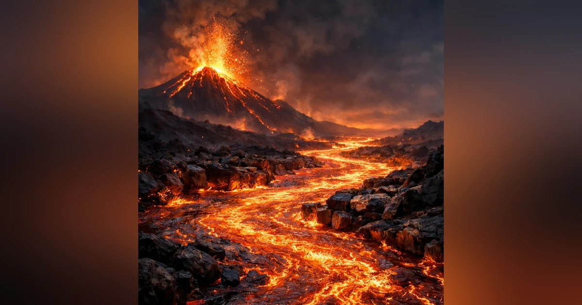 8 Hours Lava Flow 🌋  Natural Sounds | for Sleep & Stress Relief, Lava River