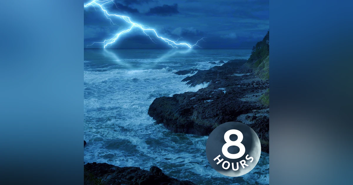 Thunderstorm & Ocean Waves White Noise | Fall Asleep with Thunder + Water Sounds 8 Hours