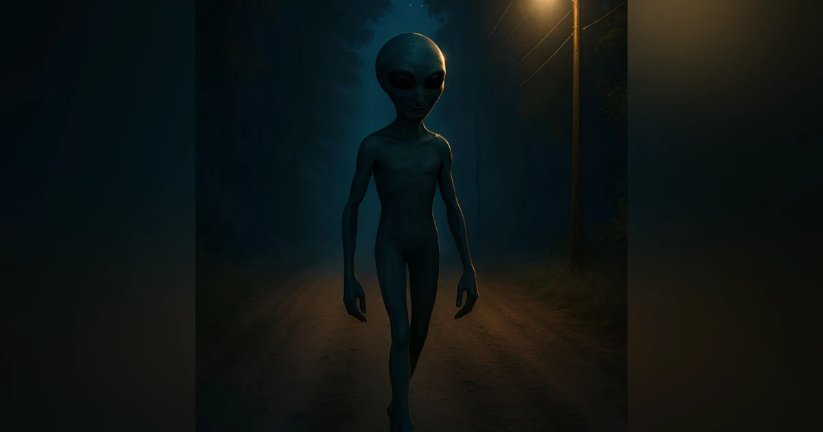 A UFO and Little Green Men in Emilcin