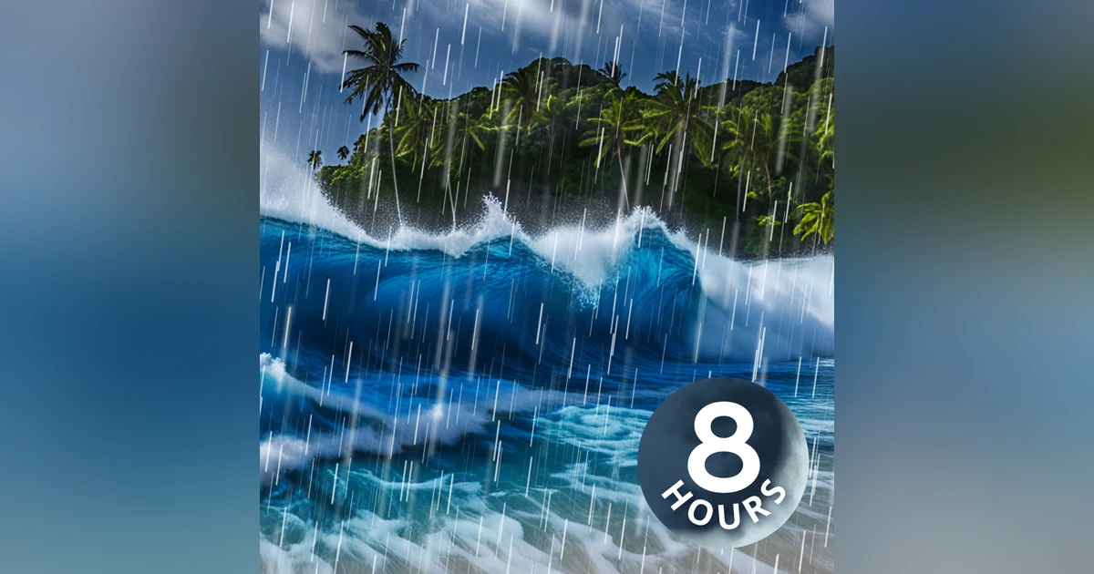 Beach Waves & Tropical Rain Sounds to Sleep | 8 Hours