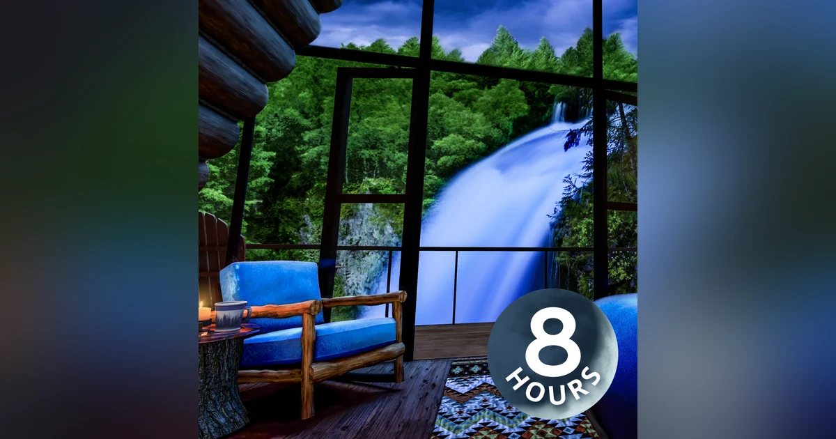 Sleep to Waterfall Sounds in Luxury Forest Cabin | 8 Hours