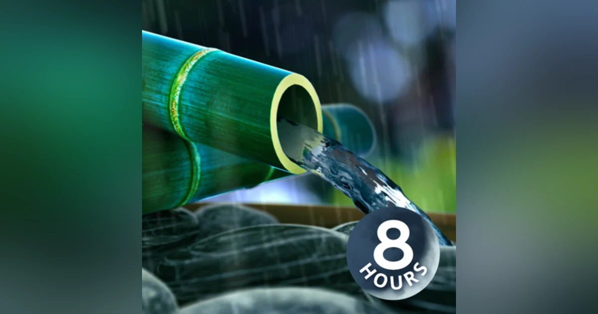 Calm Your Mind & Sleep with Relaxing Rain Sounds + Bamboo Water Fountain 8 Hours