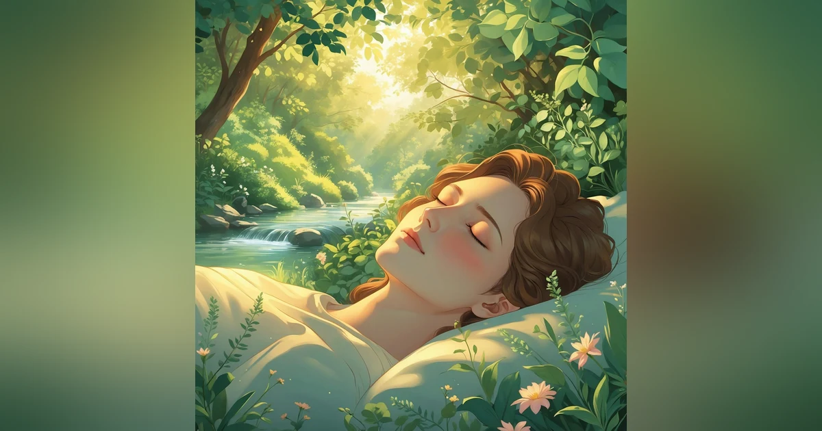 Tranquil Sleep with Serene River Sounds and Relaxing Water Stream Surrounded by Lush Plants and Tree