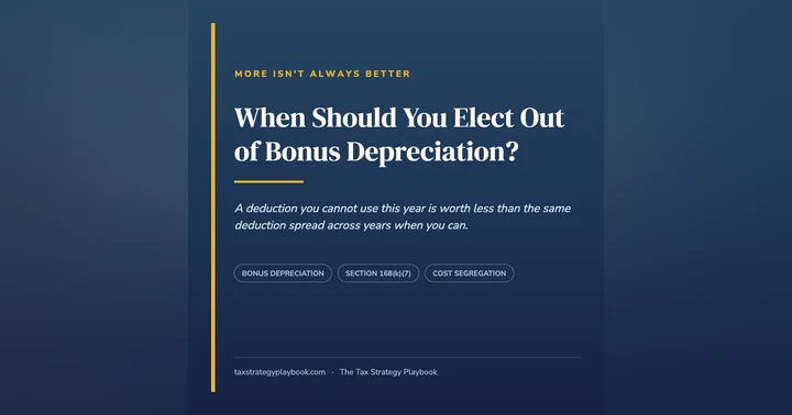 image for When Should You Elect Out of Bonus Depreciation?