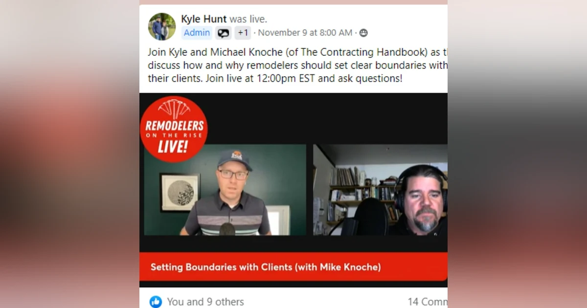 "Setting boundaries with clients" from my interview on "Remodelers on the Rise"