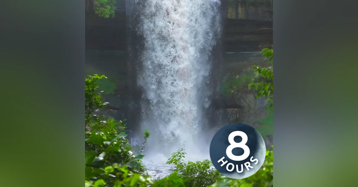 Roaring Waterfall | Water White Noise for Focus, Studying, Sleep or Relaxation 8 Hours