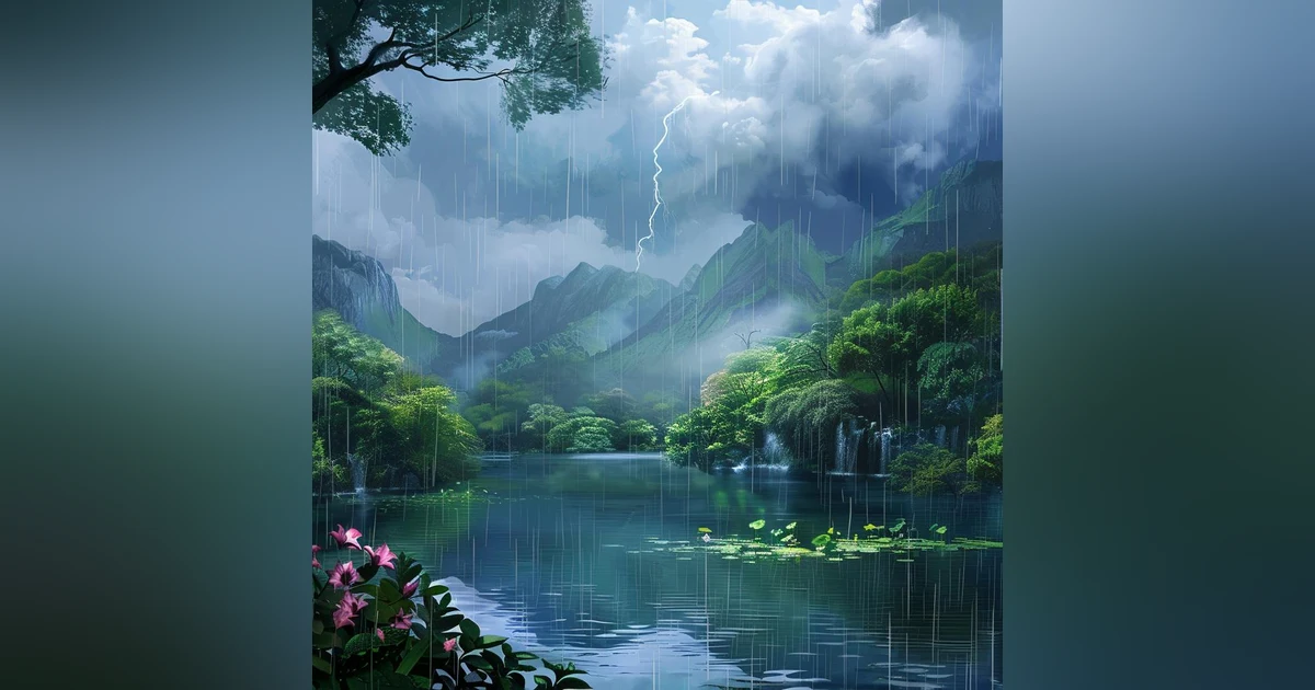 528 Hz with Gentle Rain and Distant Thunder For  healing and transformation