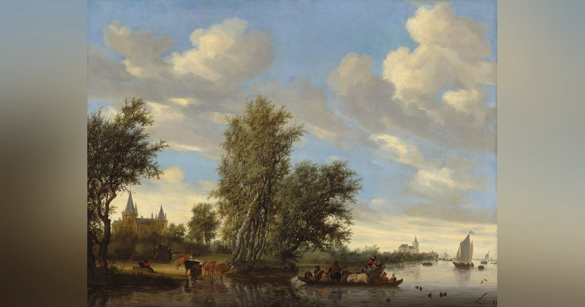 River Landscape with Ferry by Salomon van Ruysdael