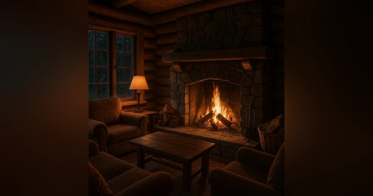 Cozy Forest Cabin Fireplace Ambience | Crackling Fire Sounds for Relaxing, Reading & Sleep
