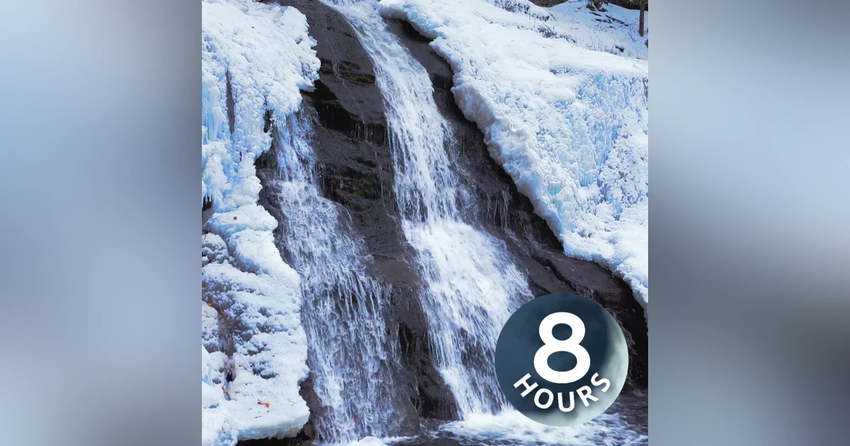 Soothing Waterfall on a Snowy Winter Day 8 Hours | Water Sounds for Sleeping