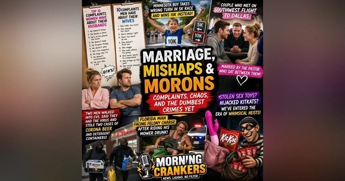174: Marriage, Mishaps & Morons Complaints, Chaos, and the Dumbest Crimes Yet