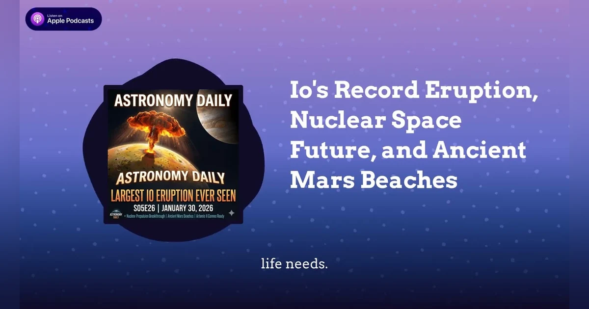 Io’s Record Eruption, Nuclear Space Future, and Ancient Mars Beaches