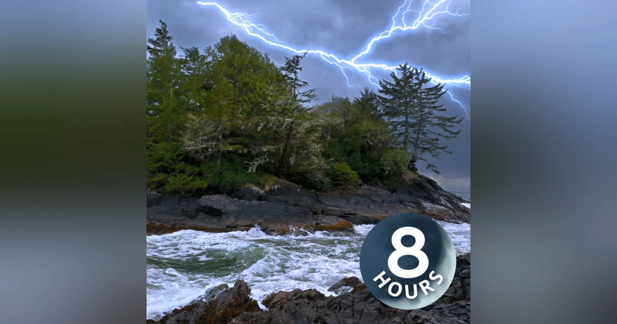 Crashing Waves, Steady Rain, & Rumbling Thunder | 8 Hour Thunderstorm and Ocean White Noise