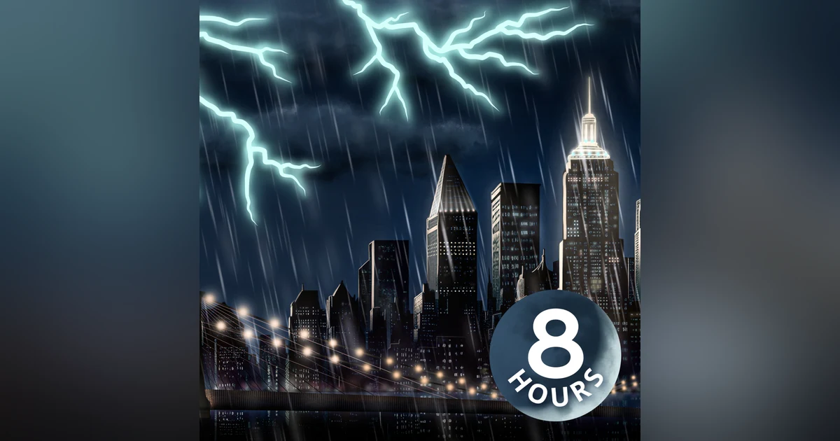 Nighttime City Rain & Thunder | 8 Hour Thunderstorm Sounds for Sleeping