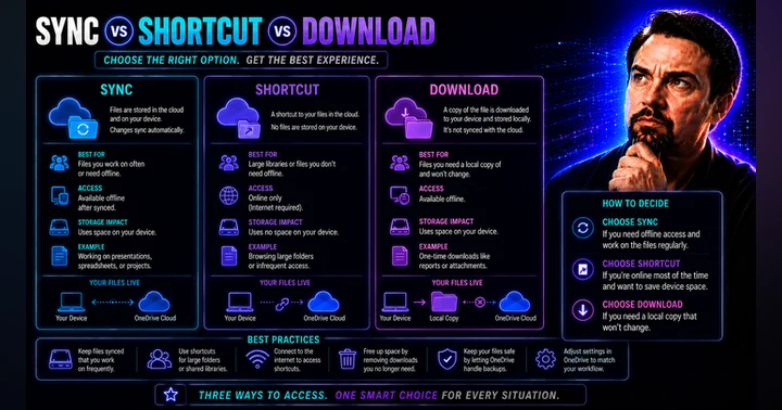image for Sync vs Shortcut vs Download in OneDrive: Which Is Right for You?