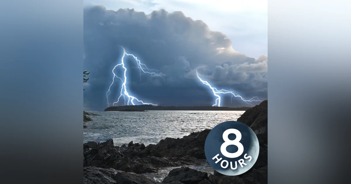 Distant Thunderstorm & Rolling Waves | Sound of Water and Thunder Noise For Sleeping 8 Hours