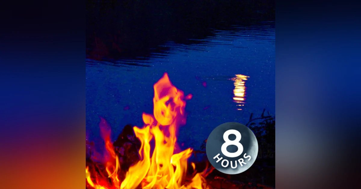 Campfire by a Lake 8 Hours | Sleep or Study to Water Sounds & Crackling Fire White Noise
